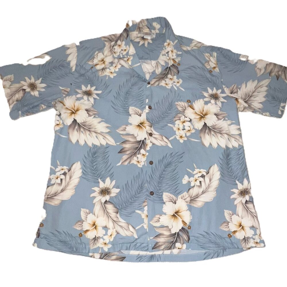 Eclectic Grandpa Tropical Resort-wear Pacific Legend Shirt Blue Floral Men's XL